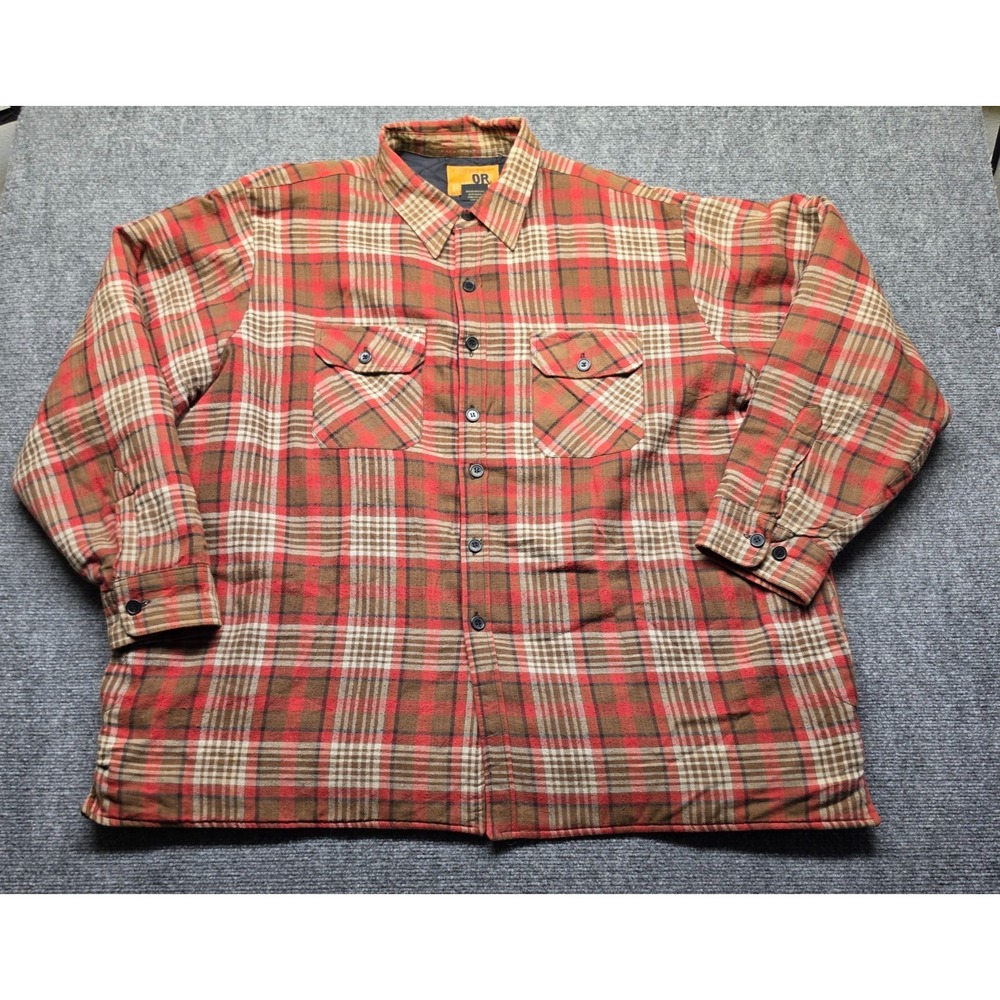 Outback Rider Quilted Flannel Jacket Mens XXL Red Plaid Heavyweight Shacket
